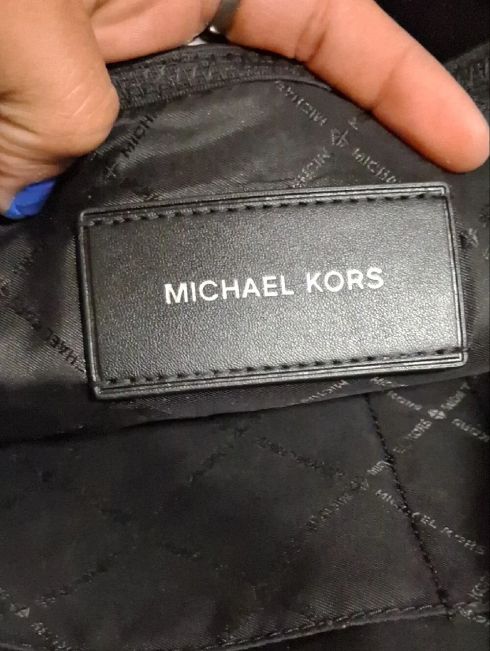 Michael Kors Navy Pebbled Leather Messenger Bag for Men